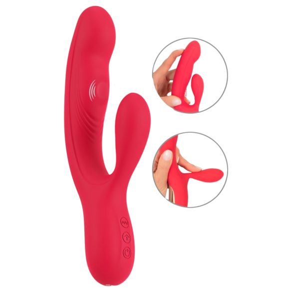 Smile Thumping Rabbit - akumulatorski vibrator s 3 motora (crveni)