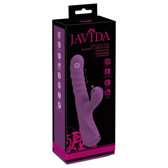 Javida - vibrator zajačić 3u1 - silikon - ljubičasta