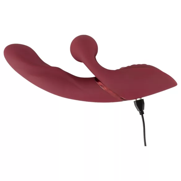 Javida - Vibrator zec sa dvije funkcije - silikonski, crveni, punjivi