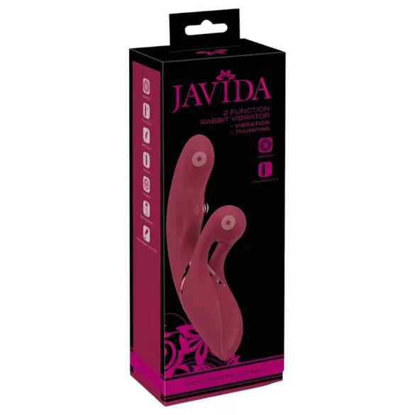 Javida - Vibrator zec sa dvije funkcije - silikonski, crveni, punjivi