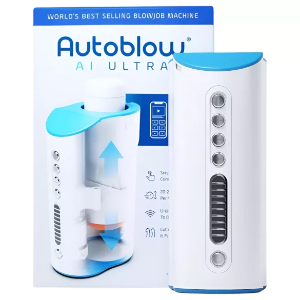 Autoblow A.I. Ultra - muški masturbator s motivom usta - bijeli