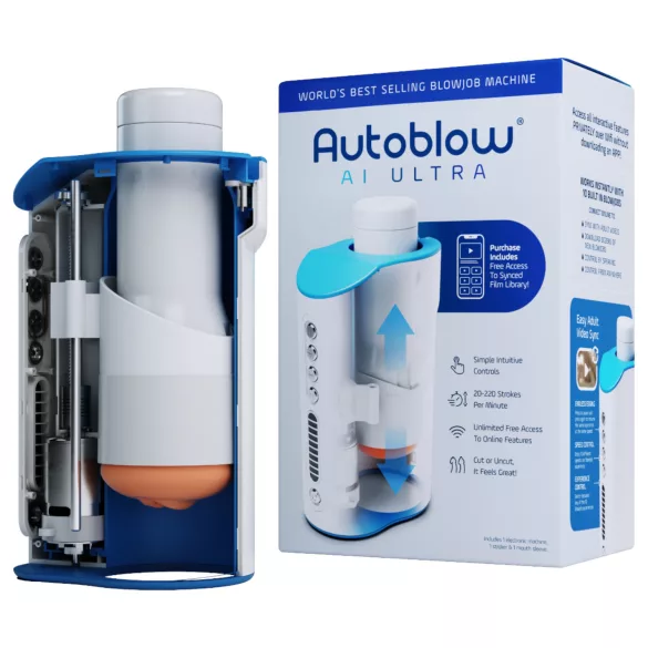 Autoblow A.I. Ultra - muški masturbator s motivom usta - bijeli
