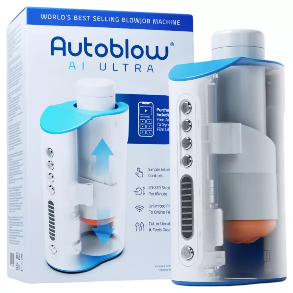Autoblow A.I. Ultra - muški masturbator s motivom usta - bijeli