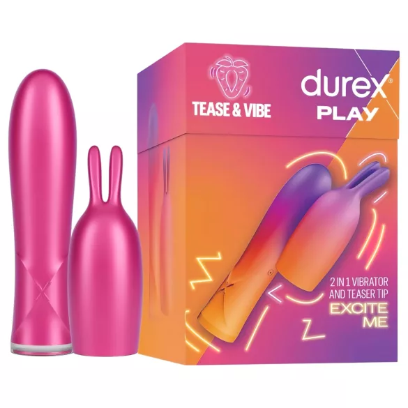 Durex Tease & Vibe - vibrator štapić s klitoralnim nastavkom zec - ružičasti