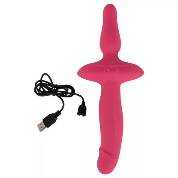 Couples Choice - vibrator za parove i analni plug - 2u1 - silikon - roza