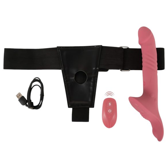 You2Toys - crveni strap-on vibrator set