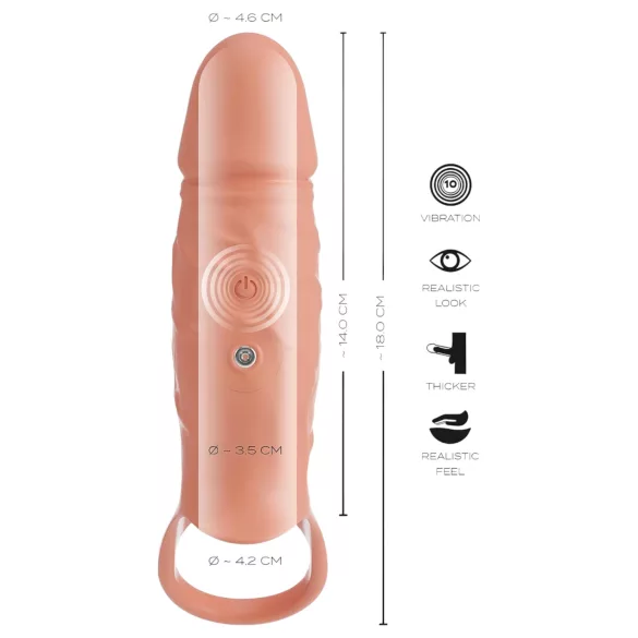 Realistixxx - vibrirajući penis prsten s navlakom - natur