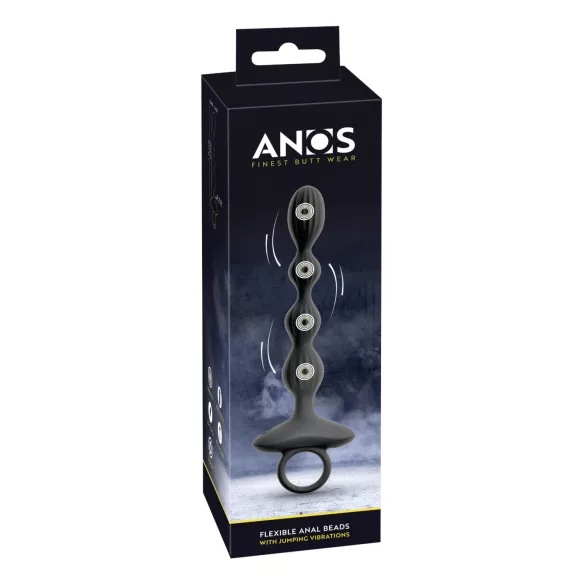 Anos - Dvostruki analni vibrator s kuglicama (crni)
