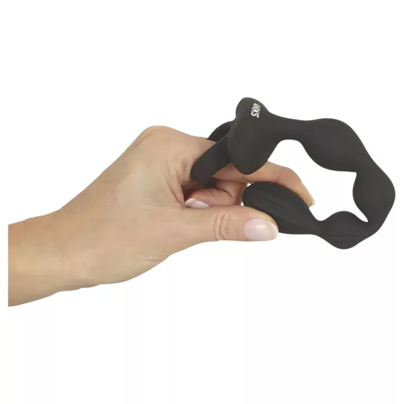 Anos - Dvostruki analni vibrator s kuglicama (crni)