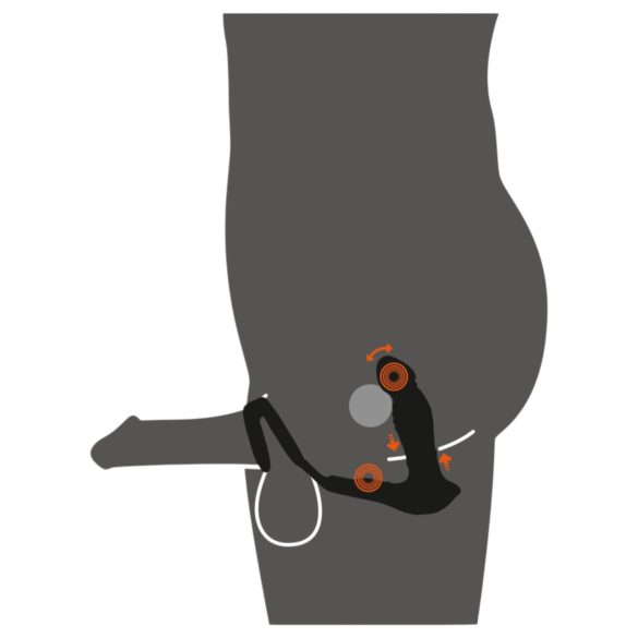 Rebel - vibrator za prostatu s funkcijom potiskivanja - crni