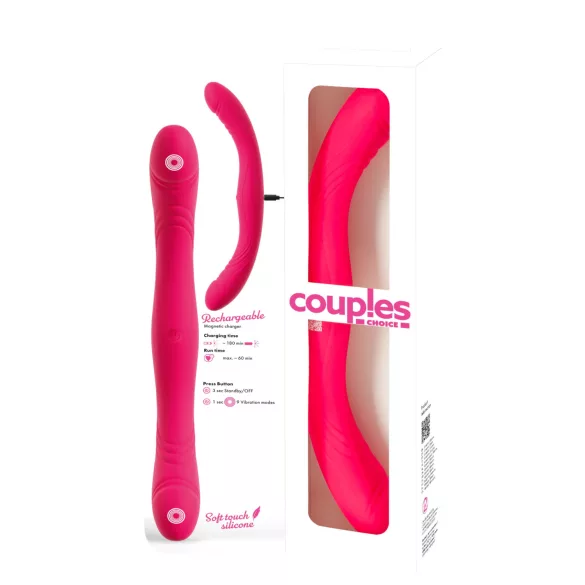 Couples Choice - vibrator za parove s dvostrukim završetkom - silikon - roza
