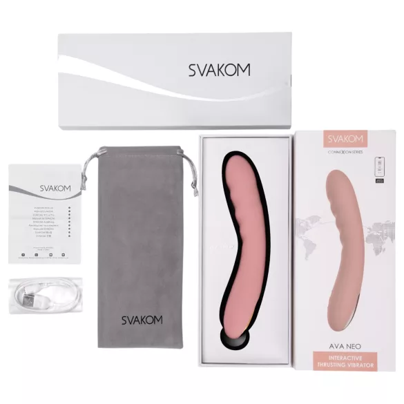 Svakom Ava Neo - vibrator s funkcijom potiskivanja - aplikacija - silikon - rozi