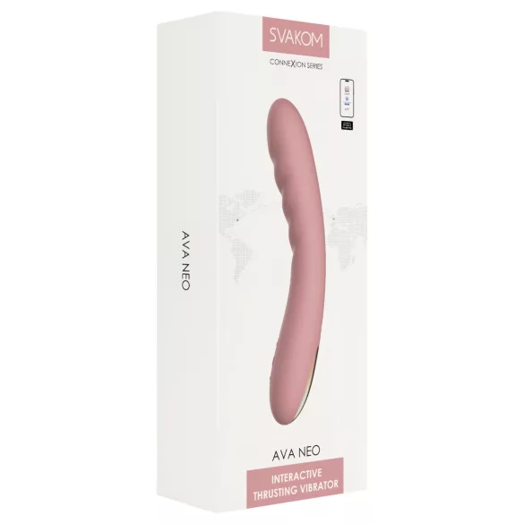 Svakom Ava Neo - vibrator s funkcijom potiskivanja - aplikacija - silikon - rozi