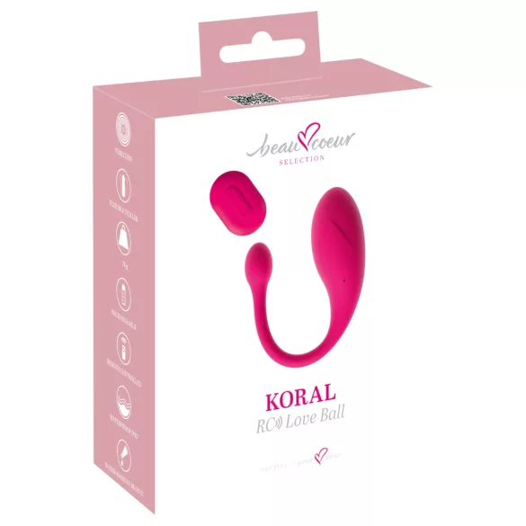 Beau Coeur Koral - vibracijsko jaje s daljinskim upravljačem - pink