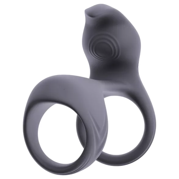 Beau Coeur Vylor - prsten za penis i testise s vibratorom za klitoris - siva