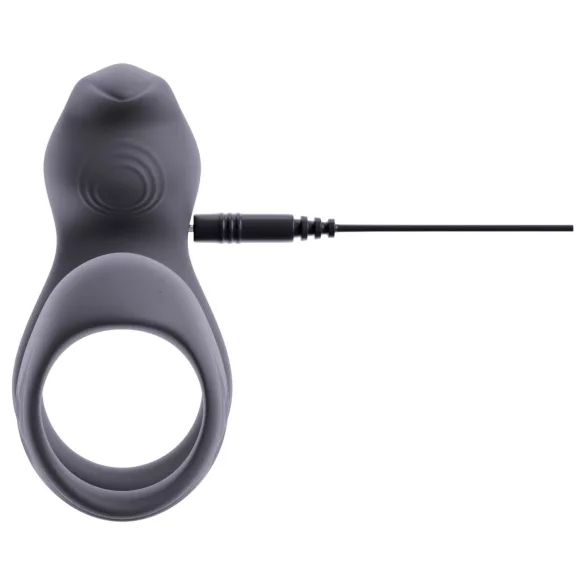 Beau Coeur Vylor - prsten za penis i testise s vibratorom za klitoris - siva