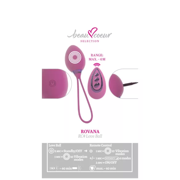 Beau Coeur Rovana - vibratorno jaje s daljinskim upravljanjem - ljubičasto