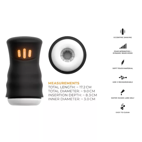 You2Toys Gyro - muški masturbator s rotacijom i vibracijom - crni