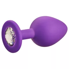   Baseks - silikonski analni čep s kristalom (ljubičasti) - 8 cm