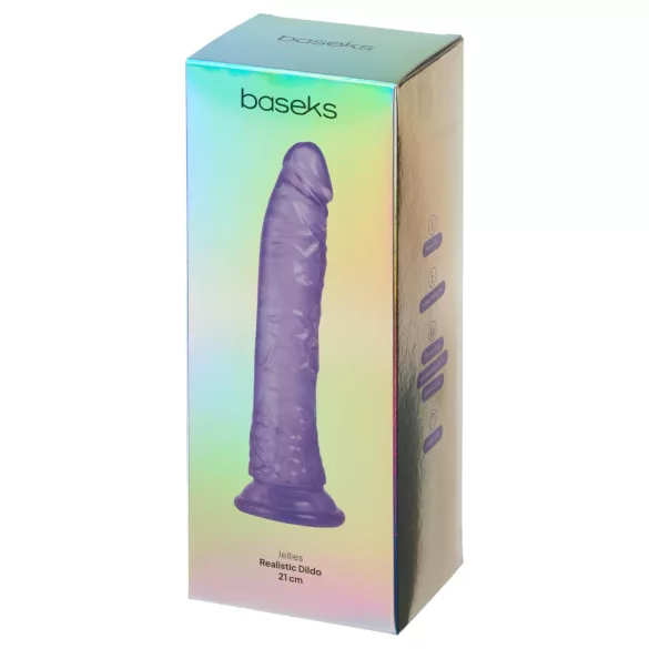 Baseks Jellies - želatinasti dildo s podložkom/prisavkom (ljubičasti)