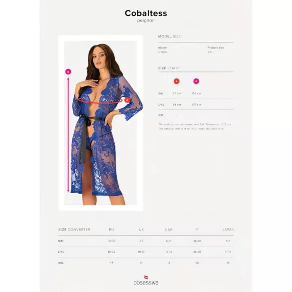 Obsessive Cobaltess - čipkasti ogrtač (plavi)