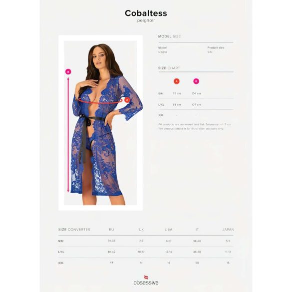 Obsessive Cobaltess - čipkasti ogrtač (plavi) - L/XL