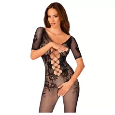   Obsessive - otvoreni mrežasti bodystocking s izrezom na leđima - crni - S-L