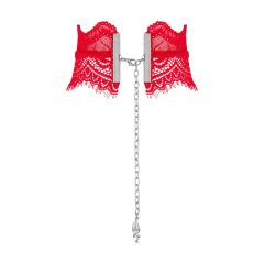   Obsessive Bergamore - čipkasta ogrlica s lančićem (crvena) SL