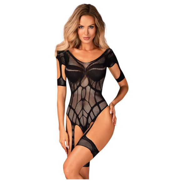 Obsessive - mrežasti otvoreni body uzorka (crni) -(S-L)