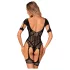 Obsessive - mrežasti body s uzorkom i otvorom - crni - S/L
