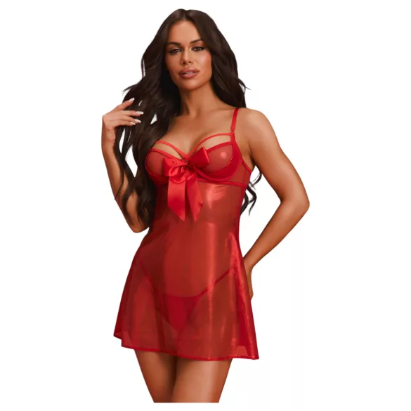 Obsessive Gifty - babydoll i tanga set (crvena) - L/XL