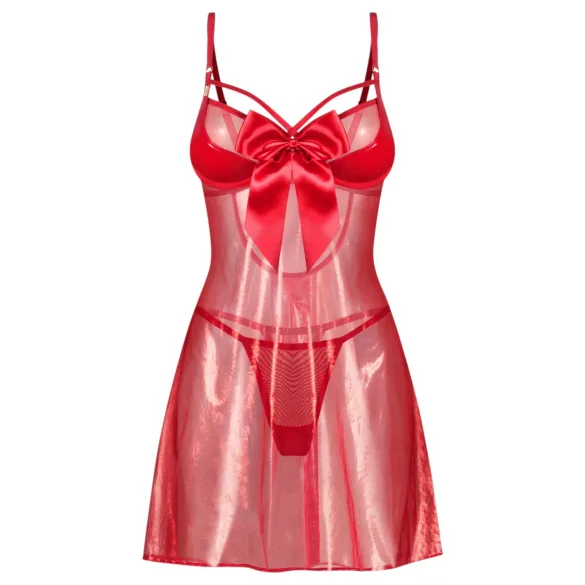 Obsessive Gifty - babydoll i tanga set (crvena) - L/XL