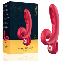   Sweet Play A4 - vibrator s dodatkom za klitoris - crvena - silikon