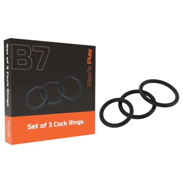 Men's Play - set crnih prstenova za penis (3 kom)