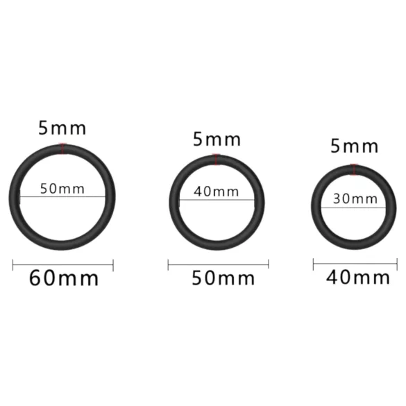 Men's Play - set prstenova za penis - crni - 3 komada