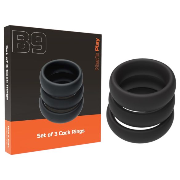 Men's Play - debeli set prstena za penis - crna (3 kom)