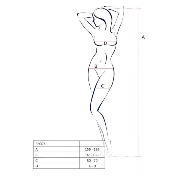 Passion BS007 - mrežasti bodystocking s uzorkom - crni - S-L