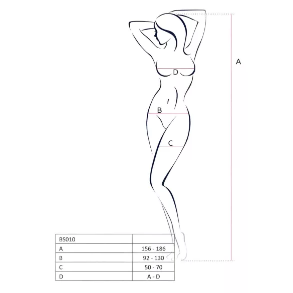 Passion BS010 - otvoreni mrežasti bodystocking - crna - S-L