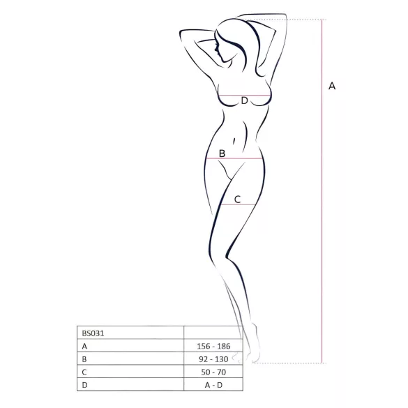 Passion BS031 - otvoreni bodystocking - crna - S-L