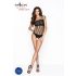 Passion BS035 - mrežasti body s naramenicama (crni) - S-L