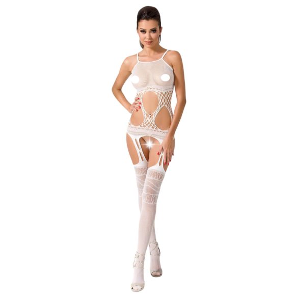 Passion BS047 - Otvoreni mrežasti set s izrezom (bijeli) - S-L