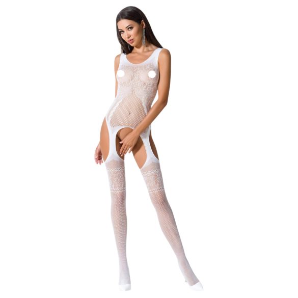 Passion BS061 - cvjetni mrežasti set (bijeli) - S-L