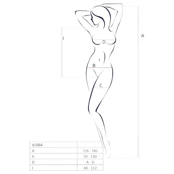 Passion BS064 - otvoreni mrežasti bodi (crvena) - S-L