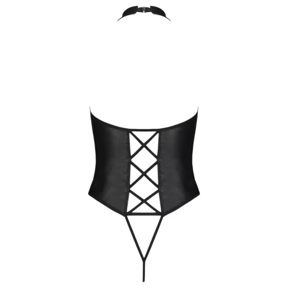 Passion Nancy - otvoreni body s križnim naramenicama - crna - L/XL