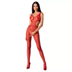   Passion - otkriveni mrežasti bodystocking s mozaik uzorkom - crveni - S-L