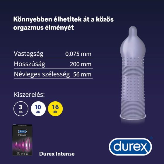Durex Intense - rebrasti i točkasti kondomi (16kom)