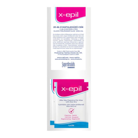 X-Epil - tekstilne trake za depilaciju (20 kom) + uljne maramice (2 kom)