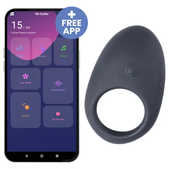 Desirel Halo - erekcioni prsten s vibracijom - pametan - silikon - crni