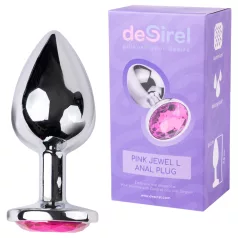Desirel - analni čep s kristalom - srebrno-ružičasti - L