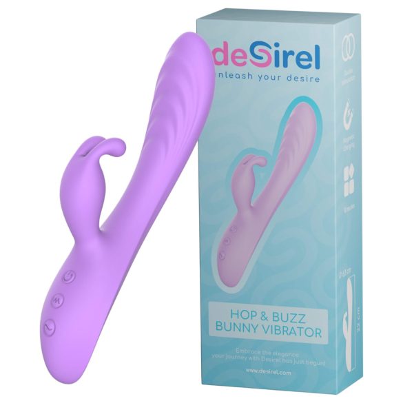 Desirel Hop & Buzz Bunny - zečji, vibrirajući masažer s klitoralnim nastavkom (ljubičasti)